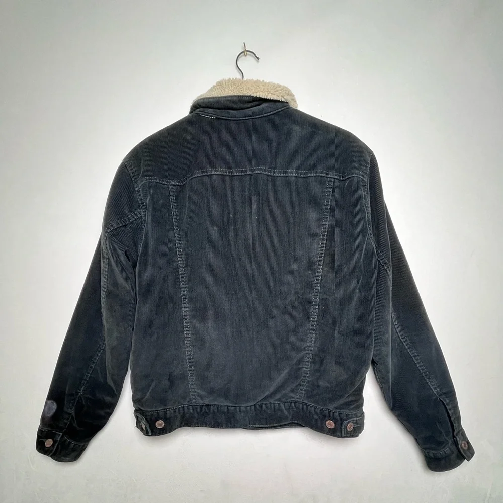 Levi’s Men’s Trucker Jacket/Coat Sherpa Lined Blk Corduroy Size S 70520 Vintage - Picture 3 of 7
